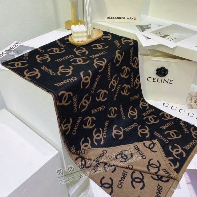 CHANEL專櫃2021新款女士字母圍巾 香奈兒簡單百搭羊絨小香圍巾  mmj1298